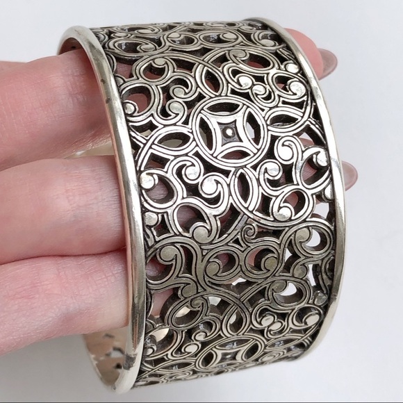 Brighton Retired Ornate Cut Out Wide Cuff Bracelet - Picture 5 of 9
